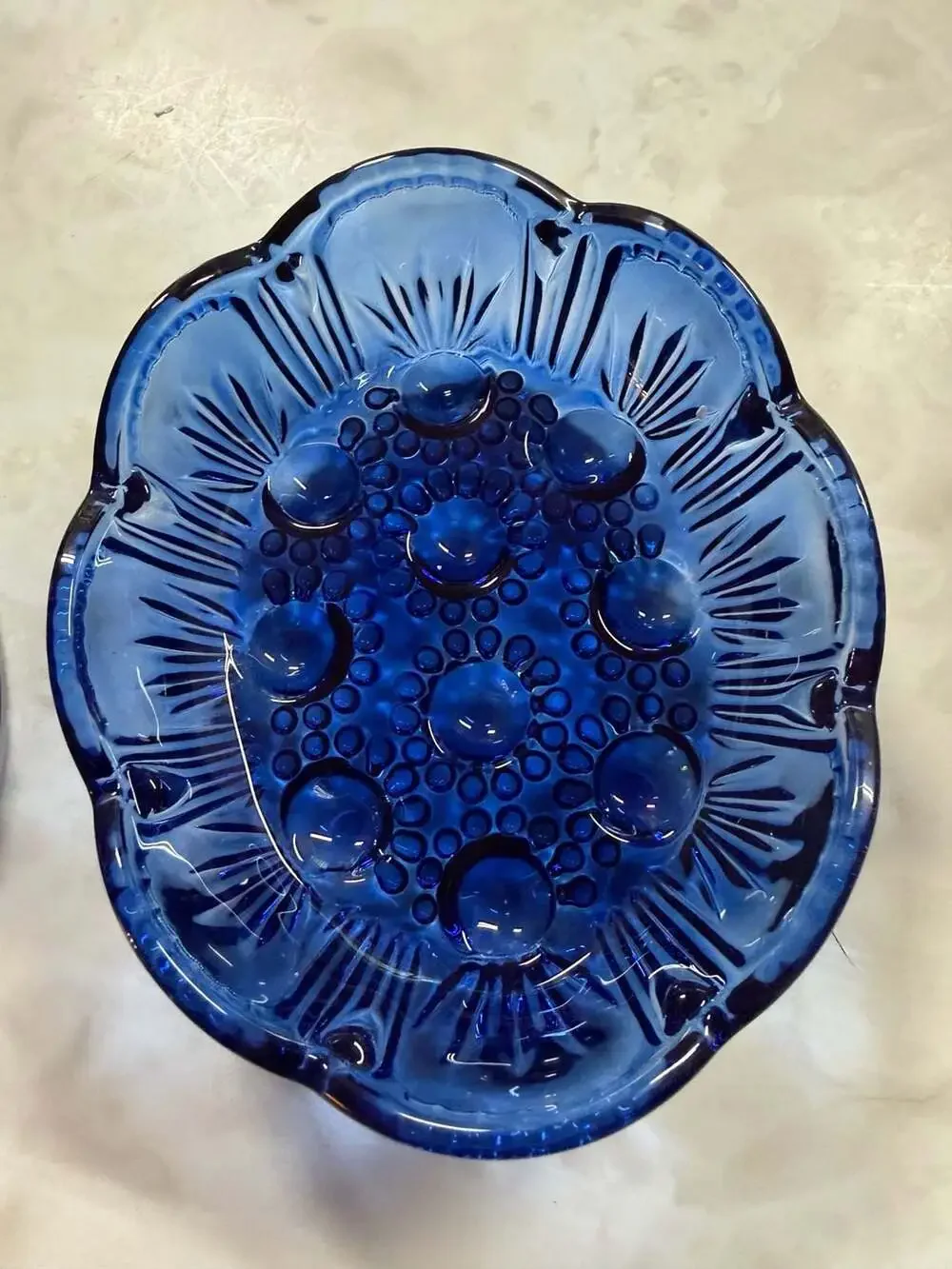 The Royal Magnolia Purple Pressed Glass Hen on a Nest Covered Dish July 4th Edit